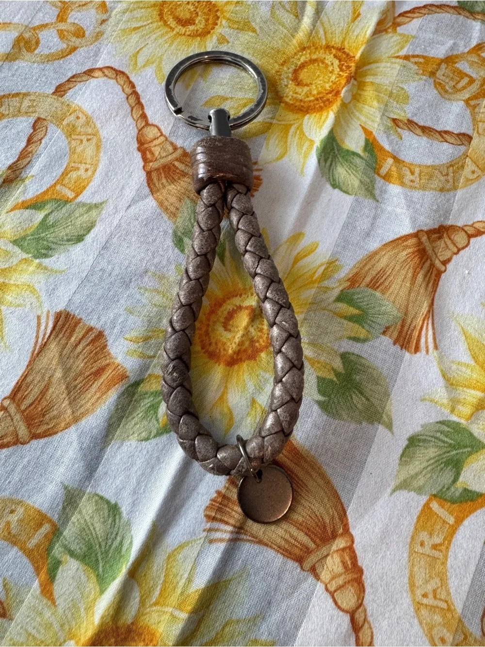 Bottega Veneta Intrecciato Braided Leather Loop Keychain Brown/Gray